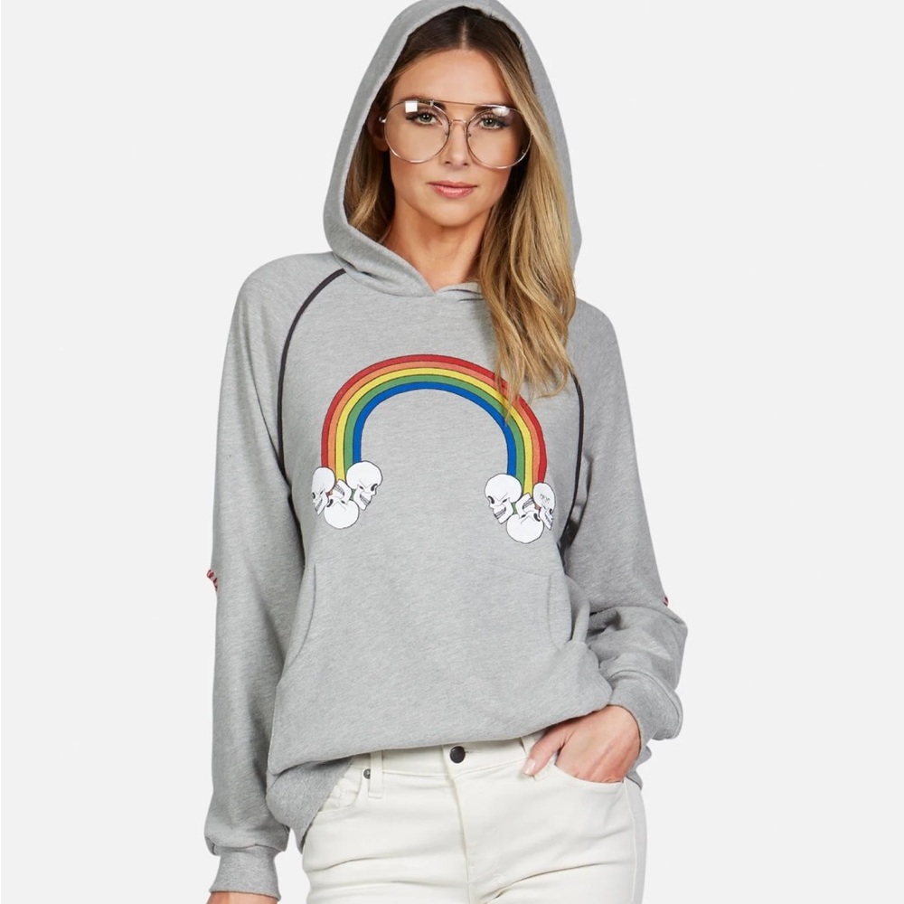 Lauren Moshi Skull Cloud Raglan Pullover Hoodie
